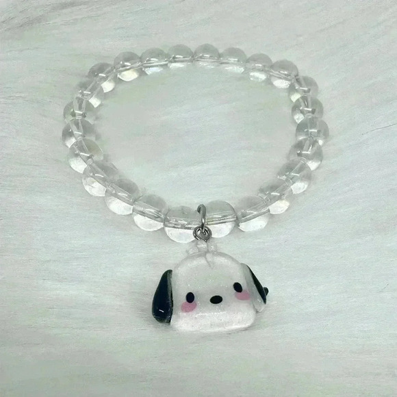 Pochacco Charm Clear Beaded Bracelet - Picture 1 of 7